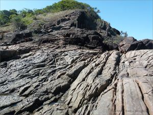 Structure of rock on the outcrop with the Lookout near Four Mile Beach in Port Douglas