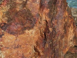 Close-up of rusty rock in an outcrop near Four Mile Beach in Port Douglas