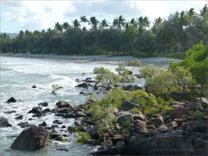 View from the rocky outcrop with the Lookout towards Four Mile Beach in Port Douglas