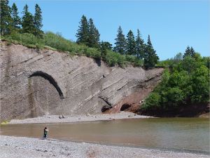 Triassic Period rocks in cliffs at St Martins, New Brunswick