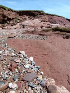 The beach and cliffs at Waterside, New Brunswick.