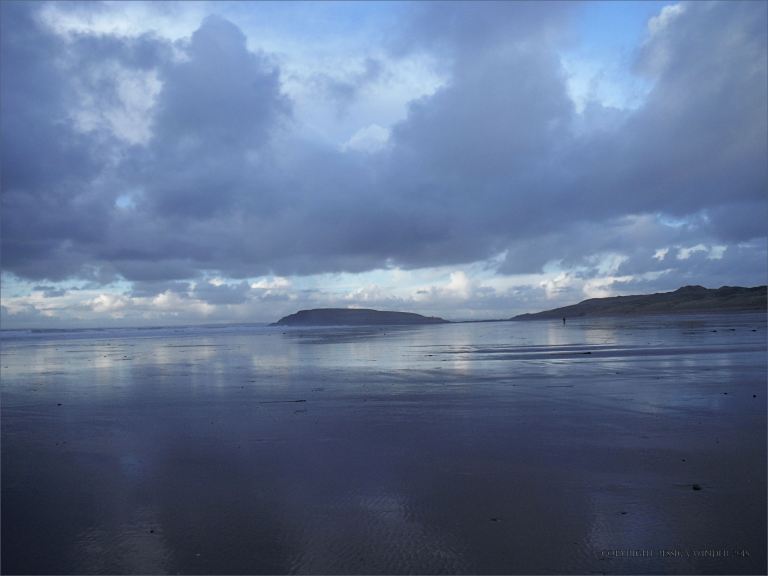 View looking north across Rhossili beach towards Burry Holms, 25th December 2013