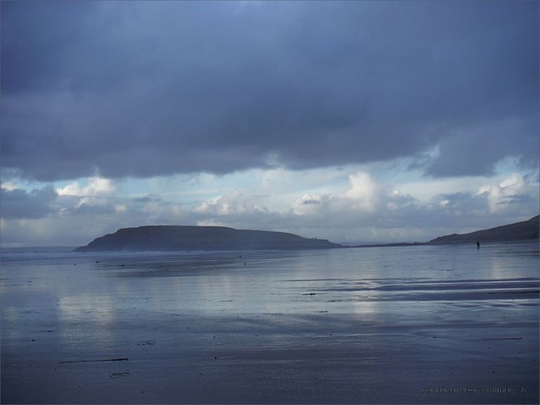 View looking north across Rhossili beach towards Burry Holms, 25th December 2013