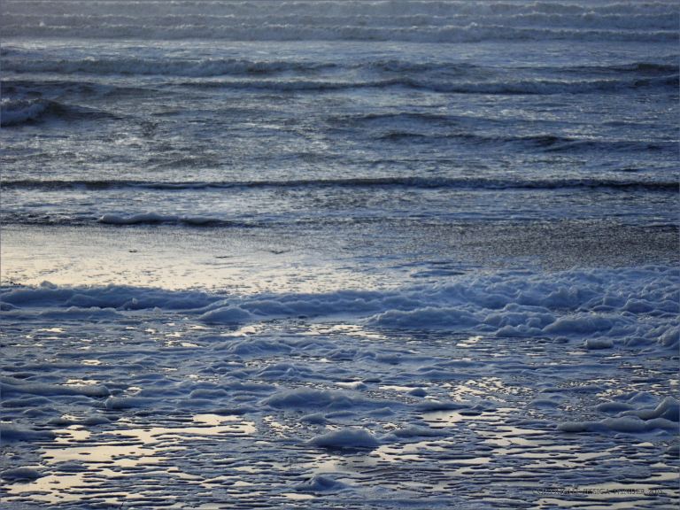 Rough sea topped with sea foam at Rhossili, Christmas Day 2013