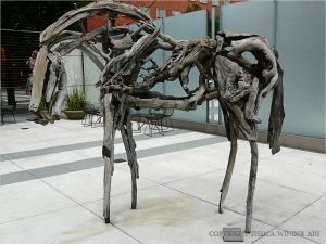Driftwood sculpture horse on Portland, Oregon
