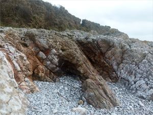 Detail of Carboniferous Limestone at the east end of Pwll Du Bay