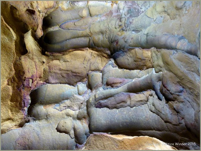 Rock texture, colour, and pattern in Redend Sandstone  at Studland Bay