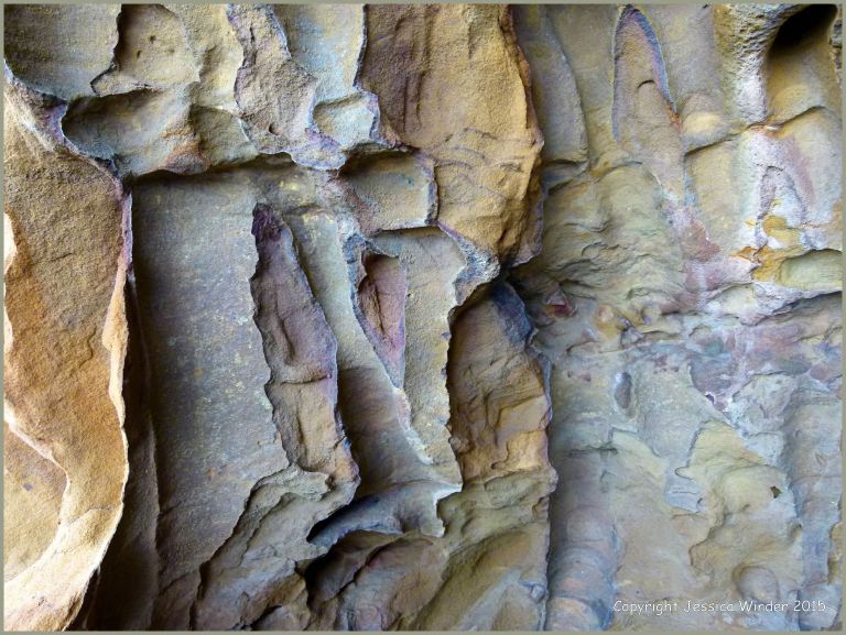 Rock texture, colour, and pattern in Redend Sandstone at Studland Bay
