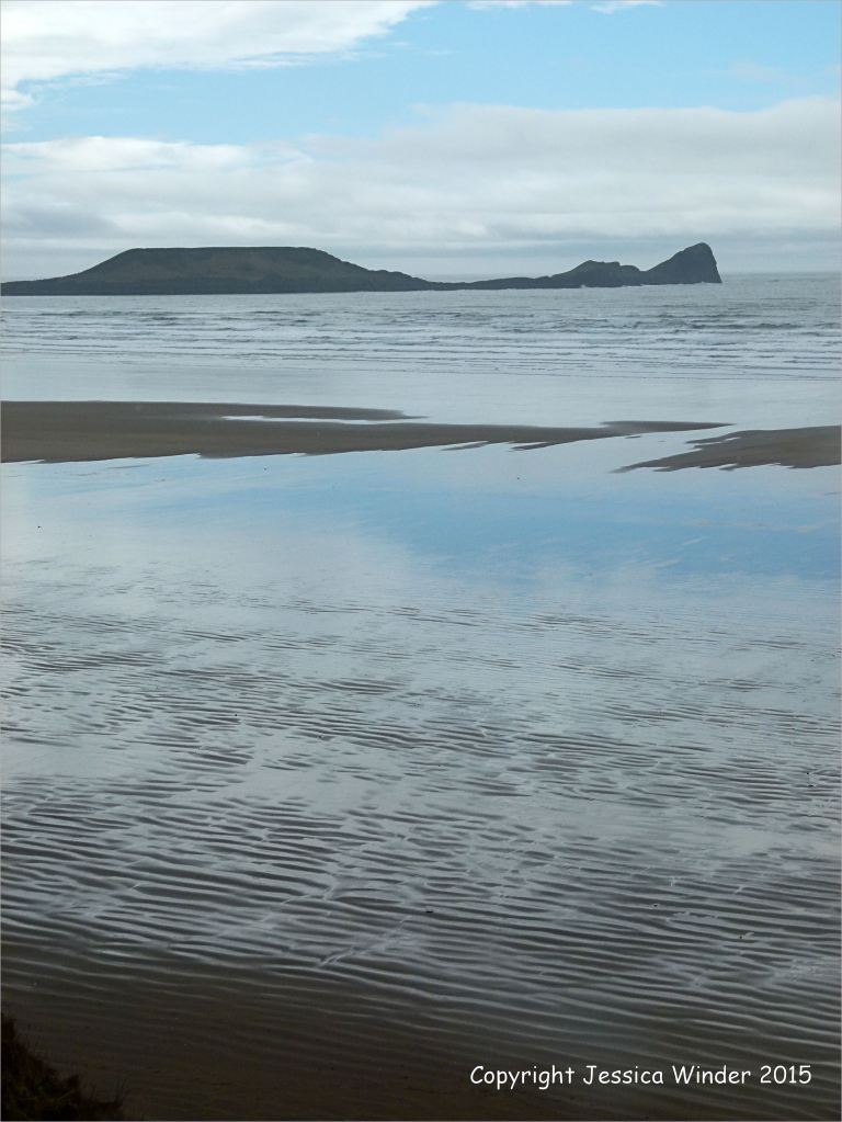Silvery sand patterns at Rhossili Bay