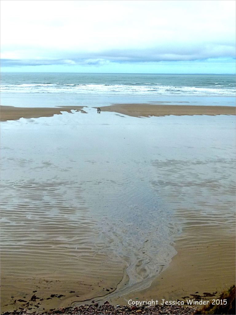 Silvery sand patterns at Rhossili Bay