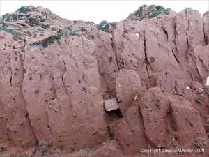 Red sandstone Devonian rocks on the seashore