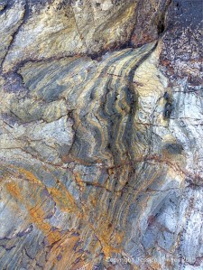 Detail of natural pattern and texture in rock from the Mylor Slate Formation