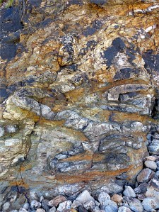 Detail of natural pattern and texture in rock from the Mylor Slate Formation