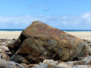 Beach boulder of Mylor Slate Formation rock at Porth Kidney