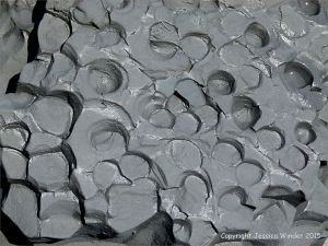 Interesting weathering texture in shale at Lyme Regis in Dorset, England