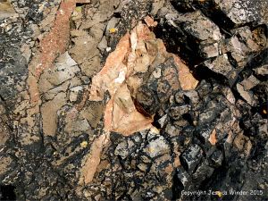 Rock texture and pattern at Rhossili cliffs in Gower, South Wales
