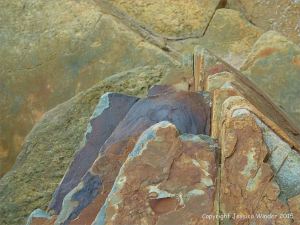 Layers of ferruginous rock at Clogher Bay on the Dingle Peninsula in Ireland