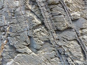 Interesting texture in metamorphosed igneous intrusive rock at Porthmeor in Cornwall, England