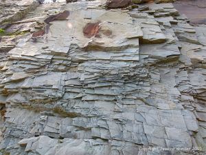 Close-up of the natural rock patterns in the cliffs at Cape Enrage