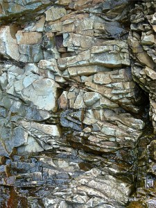 Close-up of the natural rock patterns in the cliffs at Cape Enrage