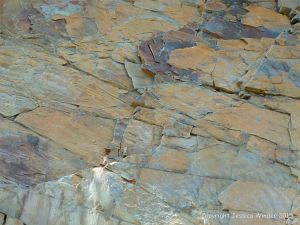 Close-up of the natural rock patterns in the cliffs at Cape Enrage