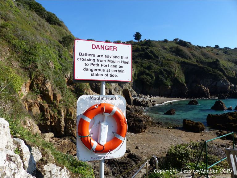 General view looking east from the base of the steps at Moulin Huet Bay in Guernsey