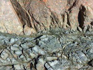 Junction of Icart Gneiss with dolerite dyke