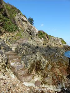 The steps leading down to the beach at Marble Bay