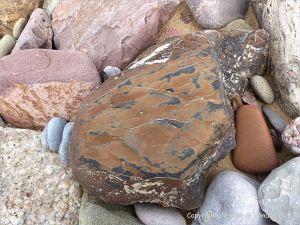 A beach stone made of iron on the Gower Peninsula in South Wales