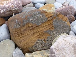 A beach stone made of iron on the Gower Peninsula in South Wales