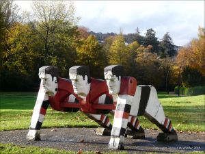 The "Pontypool Front Row" sculpture