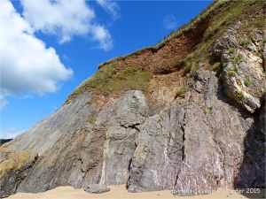 View of the east cliff at Threecliff Bay in Gower, South Wales