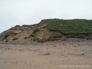 Sand dune erosion at Whiteford Sands on the north Gower coast in South Wales