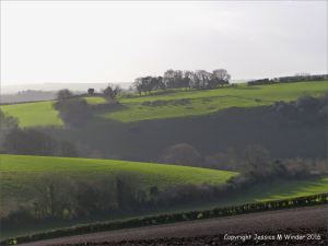 English countryside view rolling hills and fields