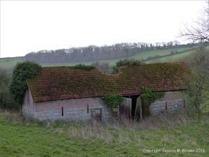 English countryside view with derelict barn
