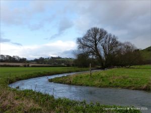 English countryside view with river in winter