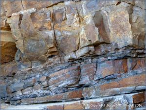 Textures and patterns in rock strata at Saundersfoot