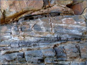 Textures and patterns in rock strata at Saundersfoot