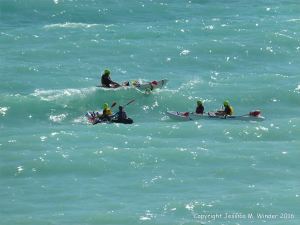 Kayaks off the Dorset Coast
