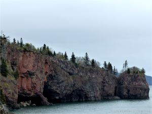 North Mountain Basalt of Jurassic age at Cap d'Or in Nova Scotia, Canada.