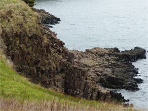 North Mountain Basalt of Jurassic age at Cap d'Or in Nova Scotia, Canada.