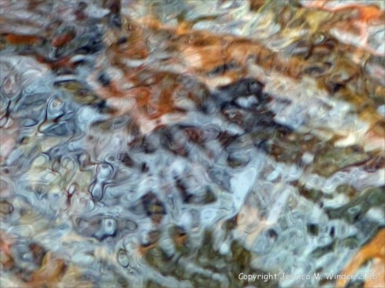 Water texture, colour and pattern in a fast flowing mountain stream