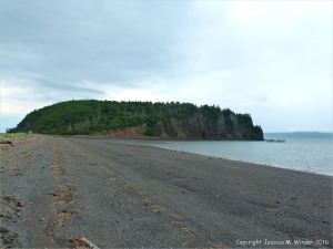 The west side of Partridge Island seen from the shingle spit connecting it to the mainland