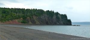 The west side of Partridge Island seen from the shingle spit connecting it to the mainland