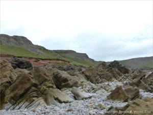 Limestone outcrops on the Worms head Causeway, Gower, South Wales.