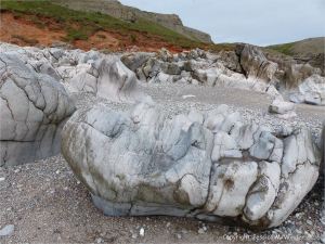 Natural sculpturing of limestone on the Worms Head Causeway in Gower, South Wales.