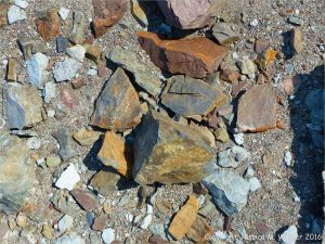 Broken rocks on the beach at Clarke Head, Nova Scotia, Canada.