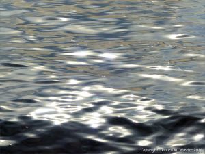 Soft light of evening sun reflected on sea water