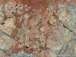 Colour, texture. and pattern in the rock face at Presqu'ile close to the fault on the Cabot Trail in Cape Breton Island