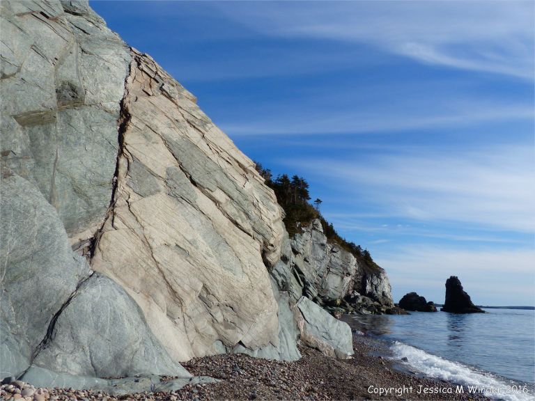 Phyllite rock face on the Cabot Trail in Cape Breton Island